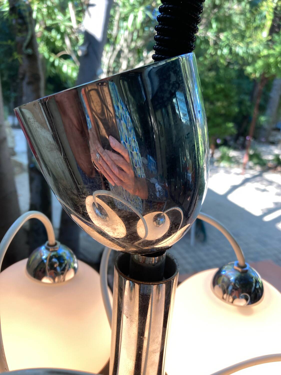 Lustre italien en opaline et plexiglas 70’s