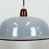 Industrial Factory Grey Enamel Ceiling Lamp, 1960s