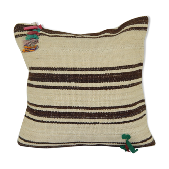 Turkish embroidered organic hemp Kilim cushion cover ak167