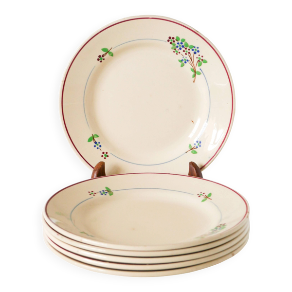 Ensemble de 6 assiettes à dessert Moulin des Loups, Modèle ''Isabelle'', 1950