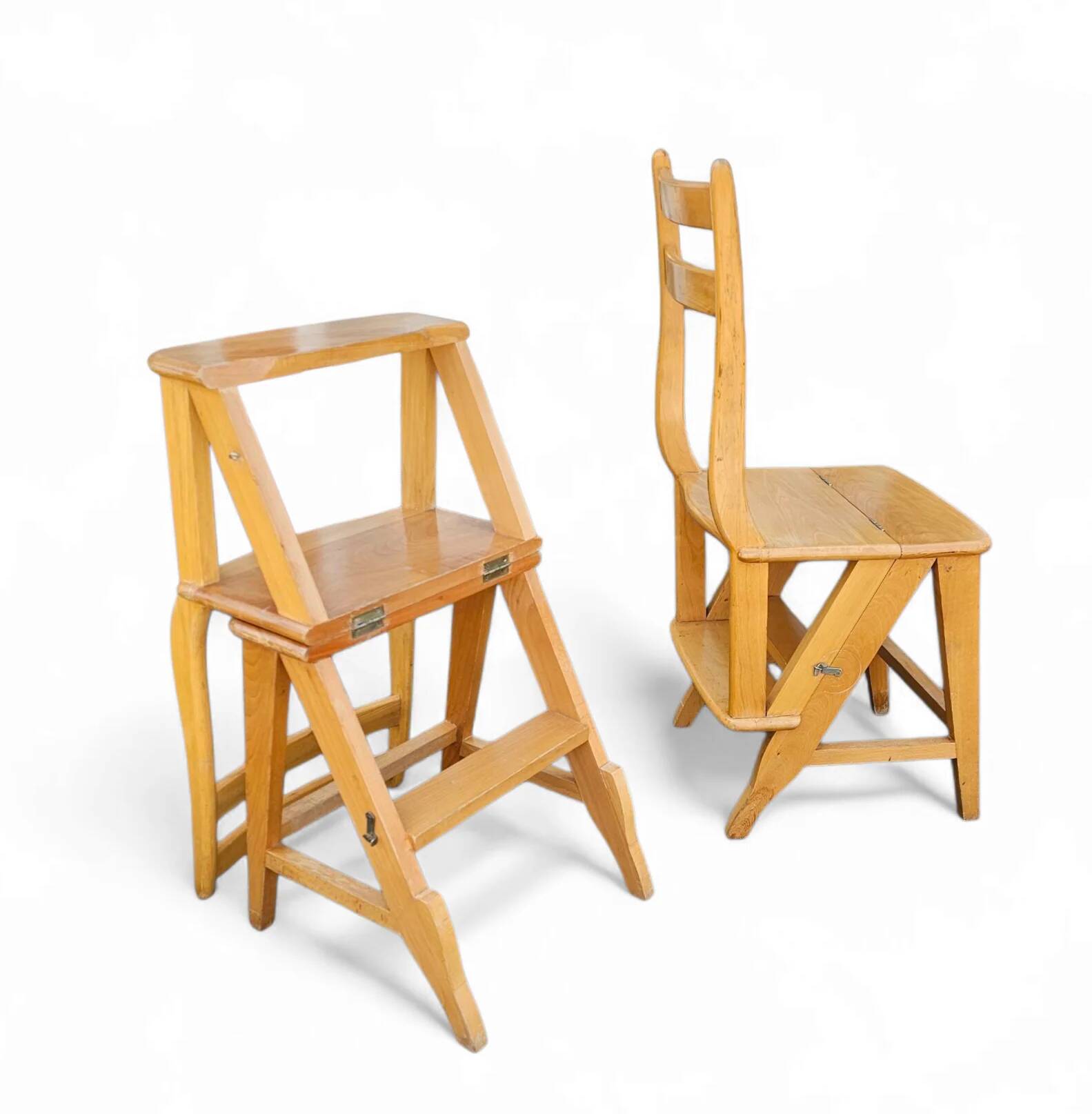 2 x library ladder chair 1950s