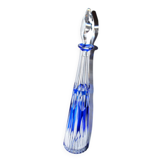 Antique Overlay NELLY carafe in crystal lined with cobalt blue SAINT-LOUIS 1930