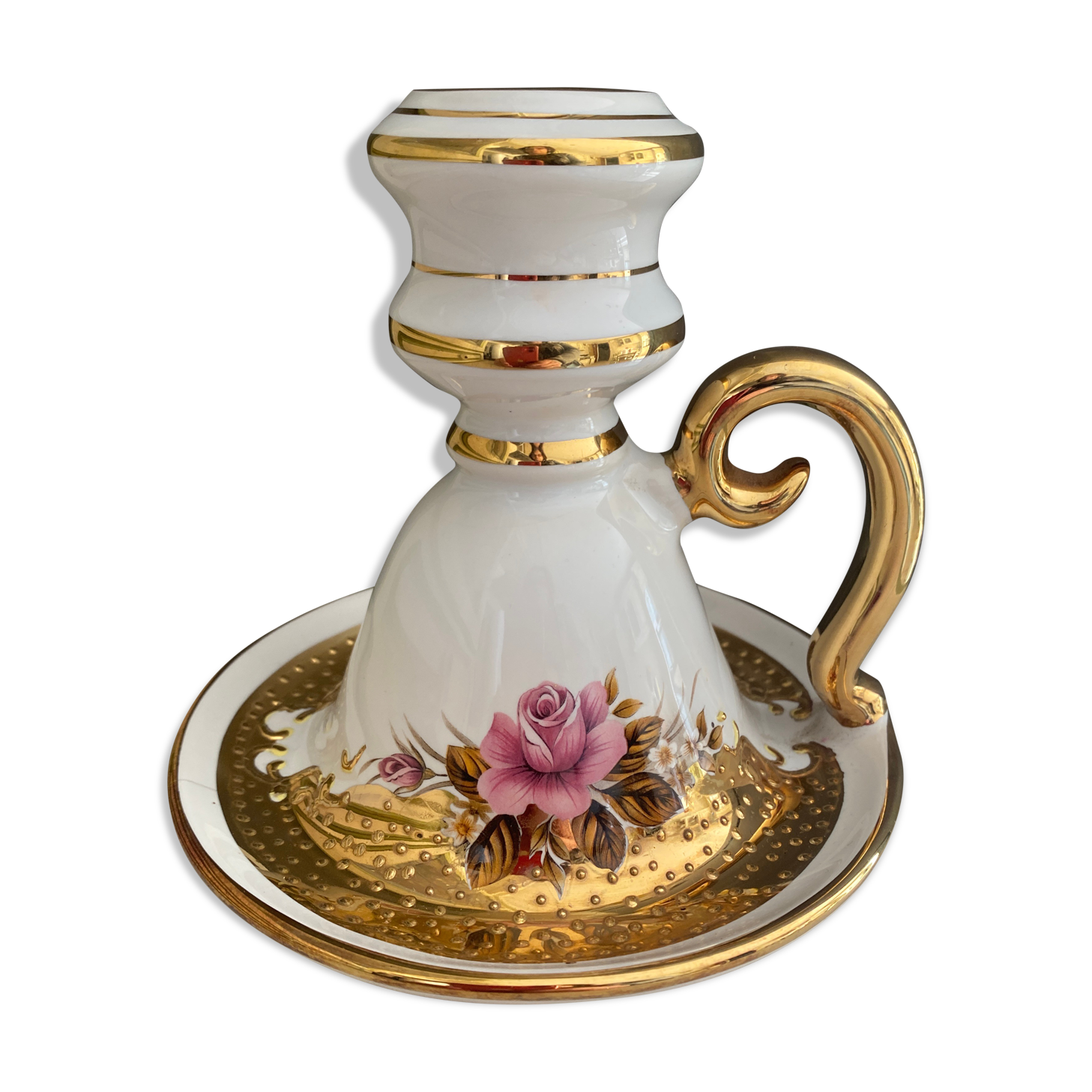 Vintage fine gold Spyropoulos candle holder