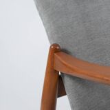 Original restored vintage armchair, designer E. Homma, grey fabric