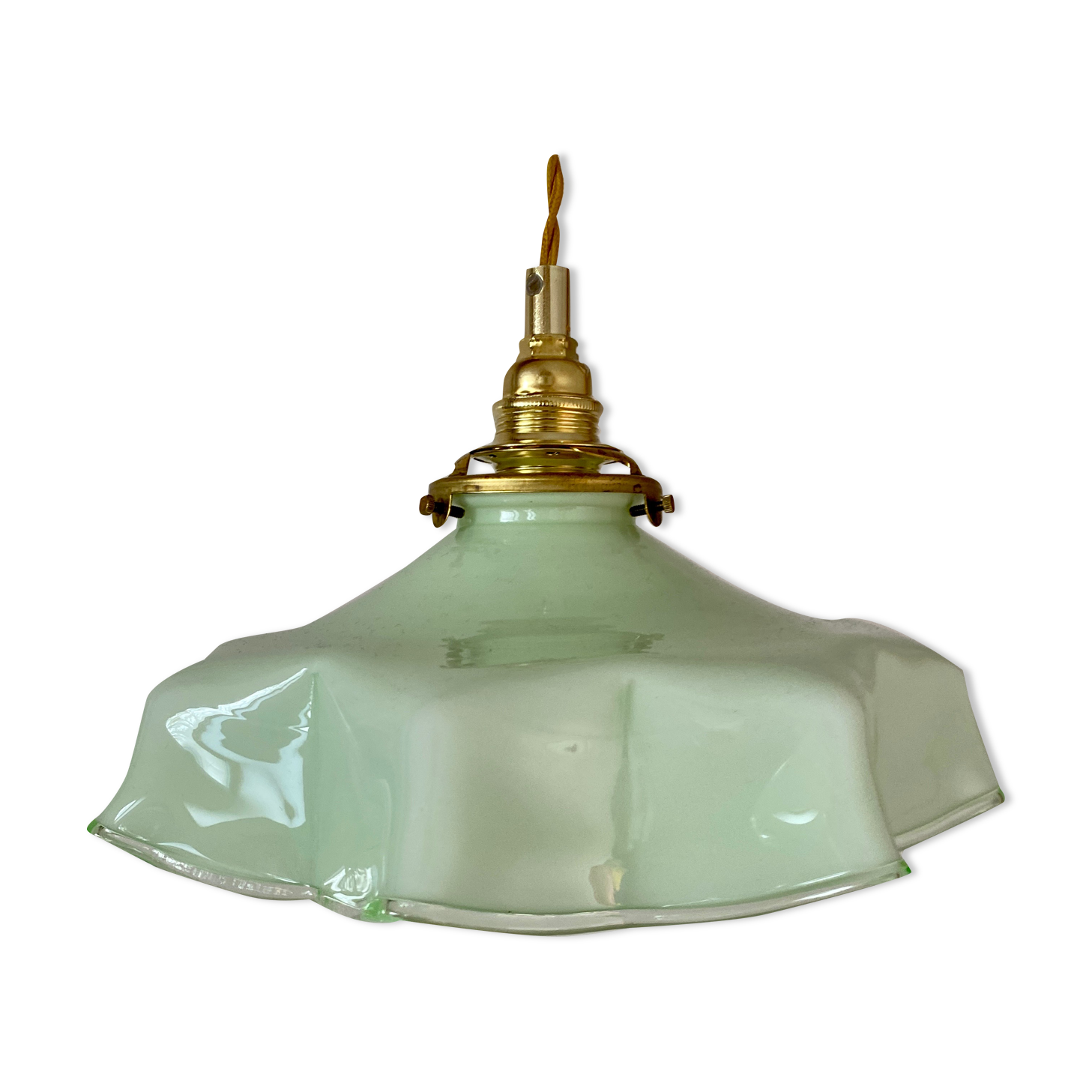 Suspension vintage lampshade in opaline mint