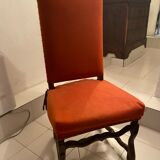 Chaises style Louis XIV tapissées orange