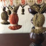 Table lamp wood and jute with pompoms
