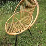 Vintage rattan armchair and coffee table attributed to Rohe Noordwolde