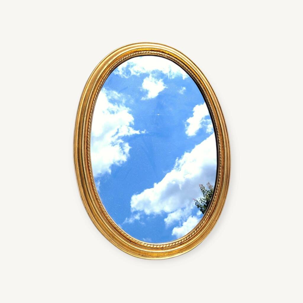 Ancien miroir ovale doré et frise 40x53cm