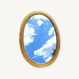 Ancien miroir ovale doré et frise 40x53cm