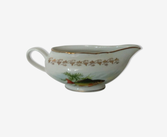 Sauciere en porcelaine de france digoin decor de poissons