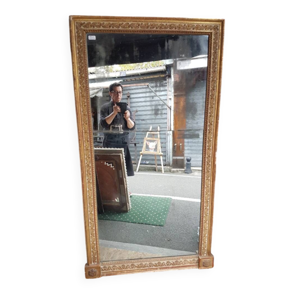 Miroir dore et rechampi en gris d'epoque louis xvi