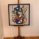 Impression sérigraphique encadrée sur soie, après Fernand Léger, composition moderne du milieu du siècle