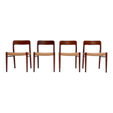 Refurbished set of 4 Model 75 chairs by Niels Møller, 1960s