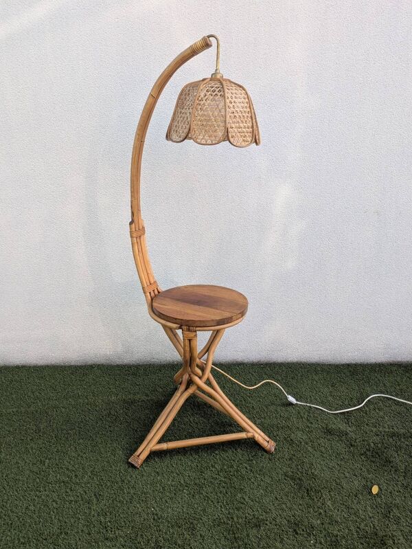 Lampadaire vintage Rotin Bambou vintage 1960