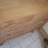 Chest of drawers with compass feet in raw wood