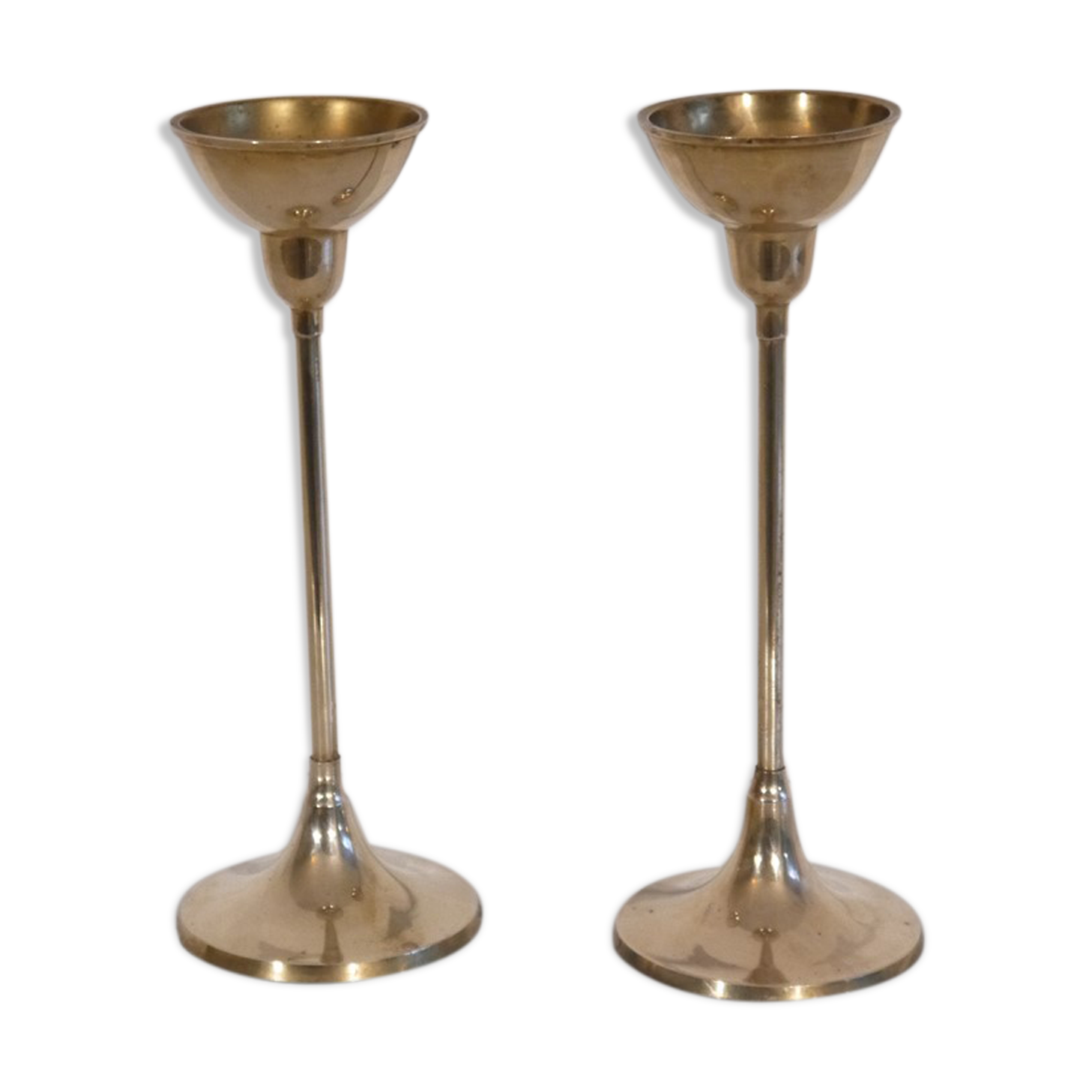 Pair of scandinavian brass candle holders 1970