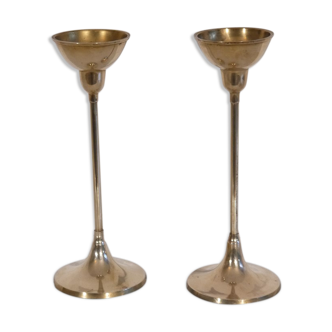 Pair of scandinavian brass candle holders 1970