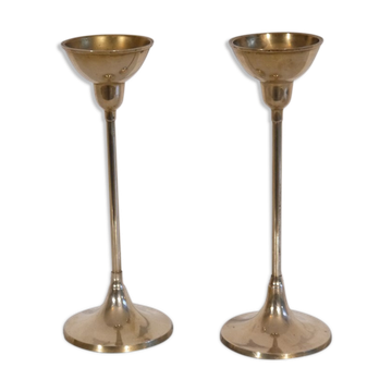 Pair of scandinavian brass candle holders 1970