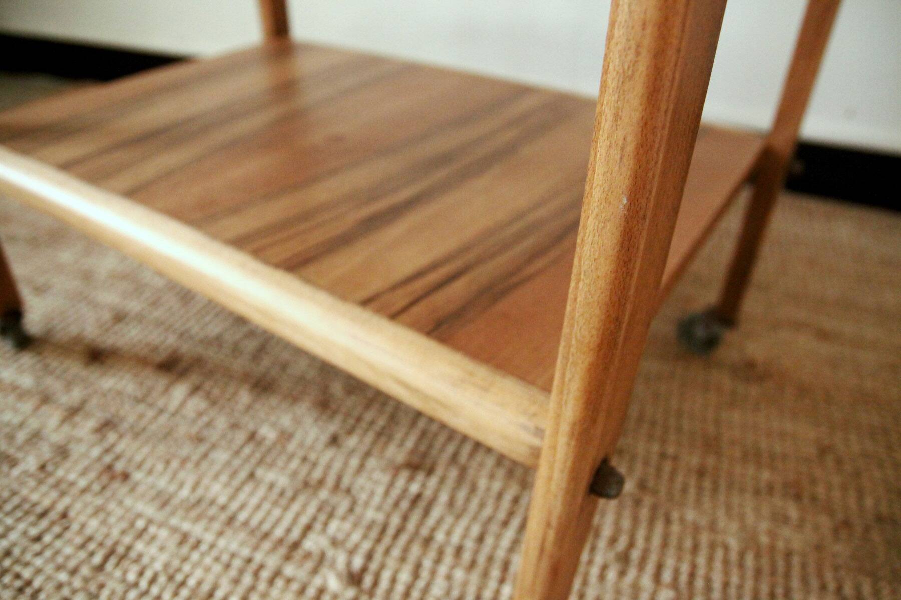 Vintage solid wood serving trolley