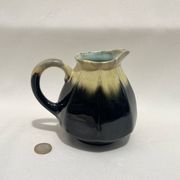 Alpho pitcher in flamed black yellow stoneware vintage 1930 1940 water jug