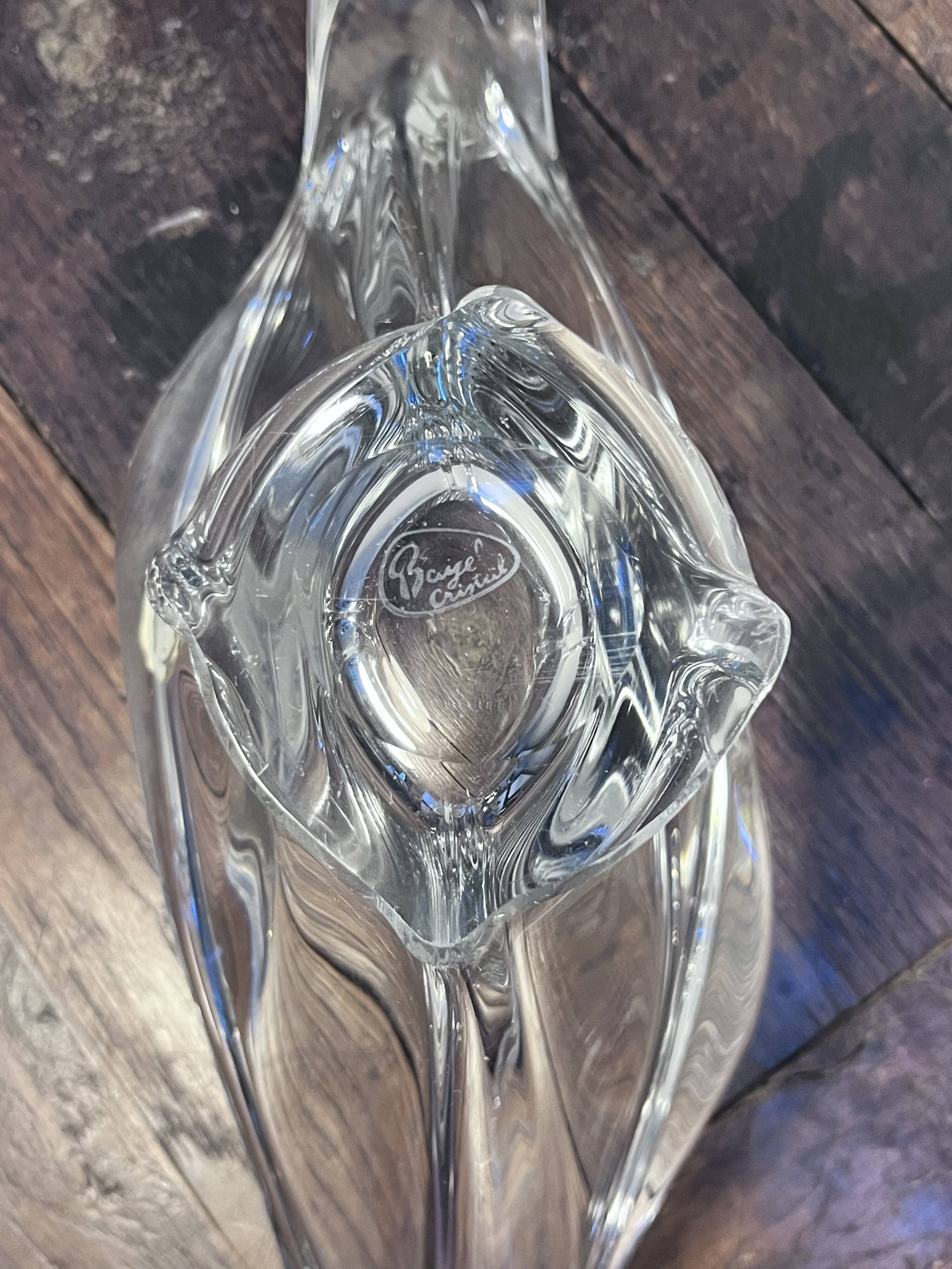 Large signed Bayel crystal bowl – Mid-century organic design