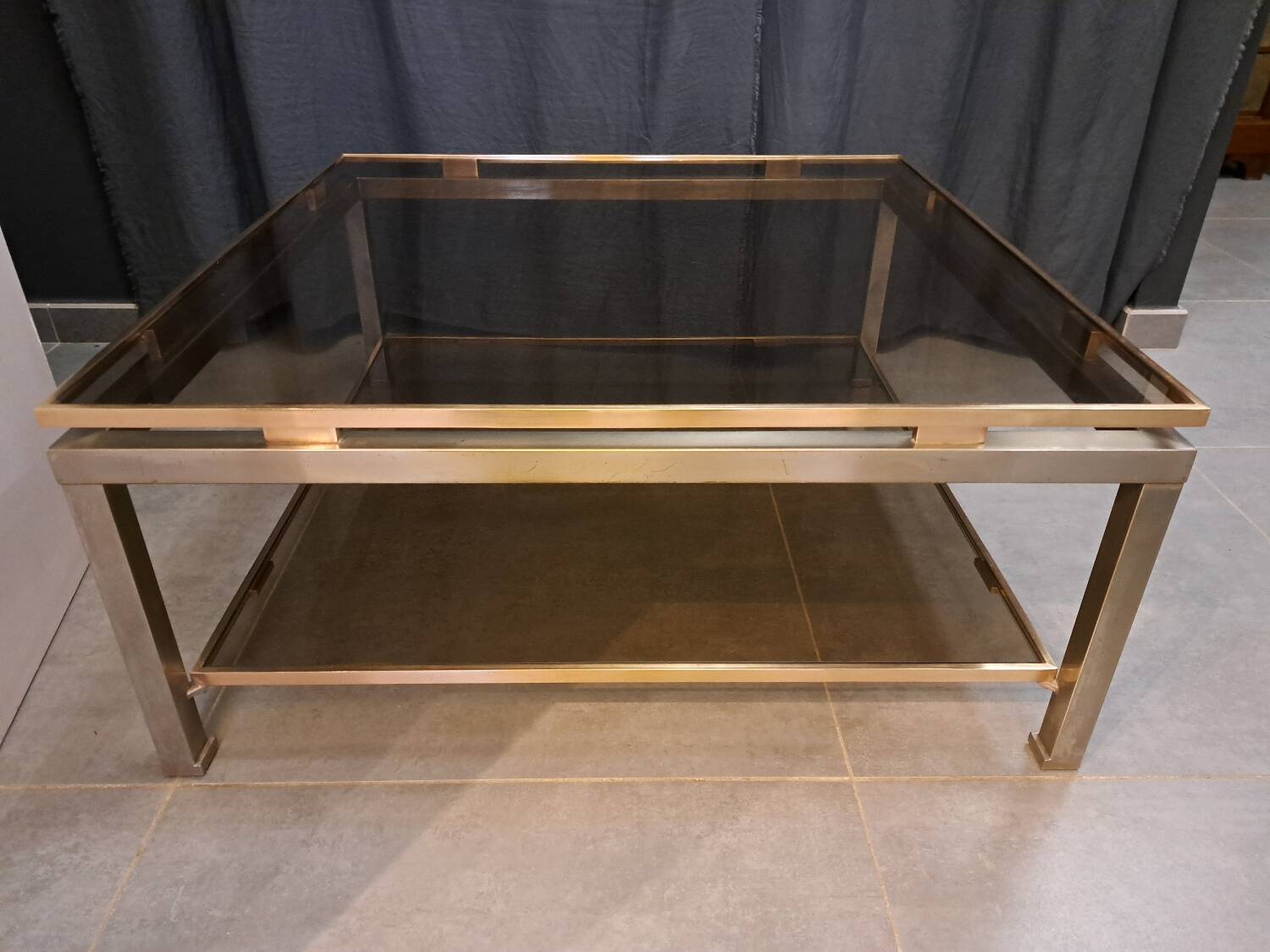 Guy Lefevre coffee table in steel and bronze