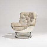 Fauteuil en cuir Karaté Michel Cadestin, 1970s