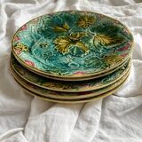 5 plates in vine leaf slip, late 19th century