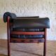Armchair with vintage ottoman in black leather by Sven Ellekaer for Coja, 1970
