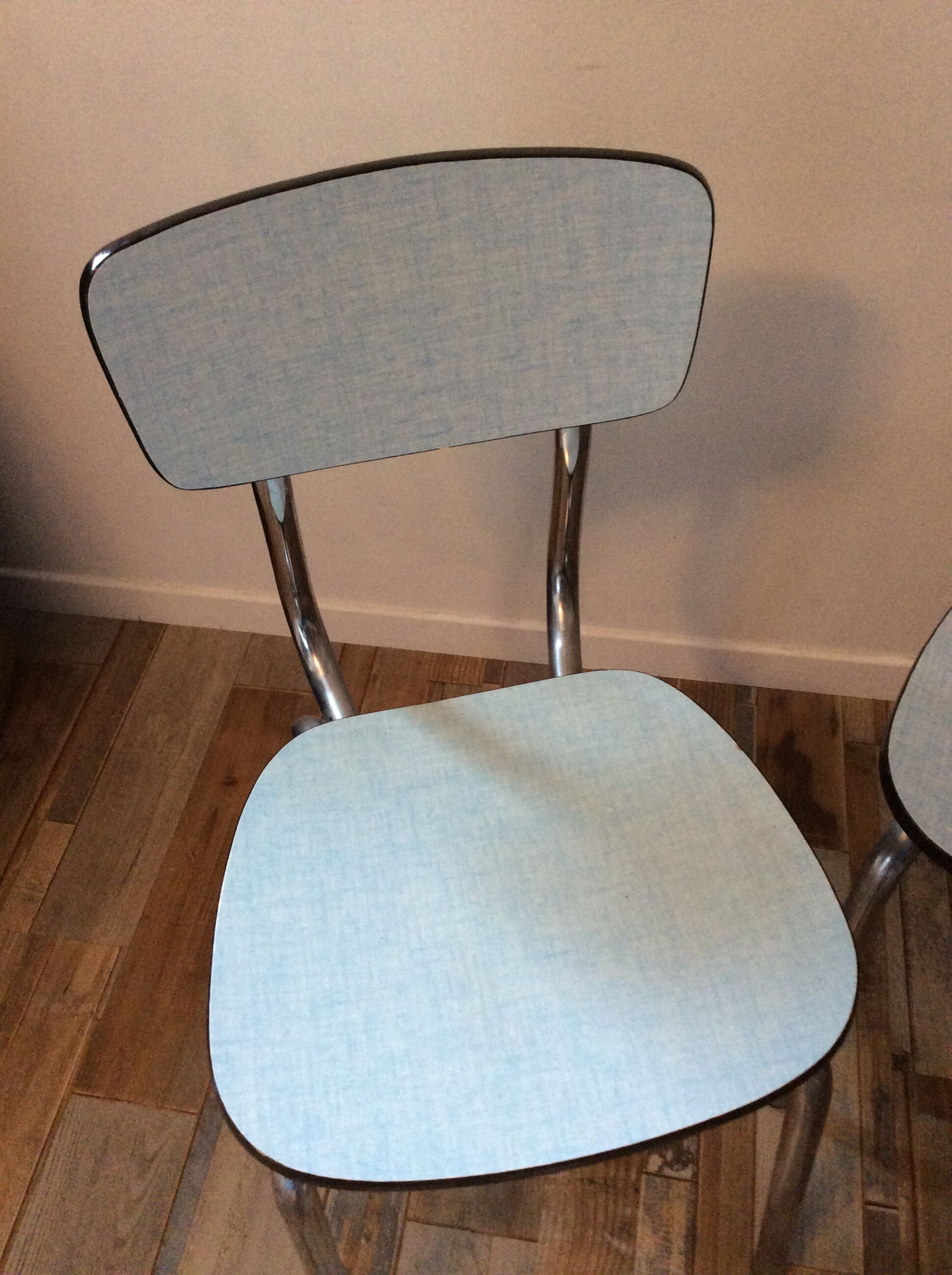 Lot of 2 blue formica chairs from the 50s-60s