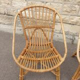 Pair of Audoux & Minnet wicker armchairs