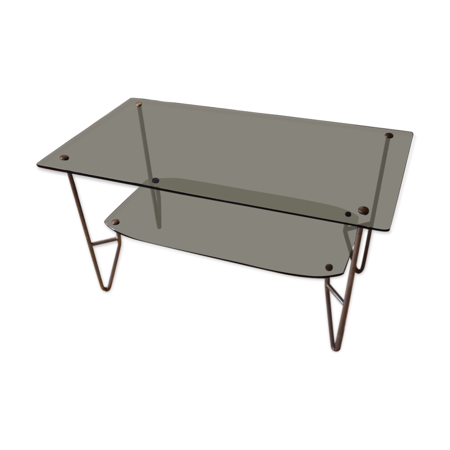 Coffee table 1950 vintage smoked glass