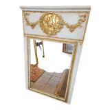 Patinated trumeau mirror beige and gold
