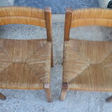 Pair of chairs wood and straw