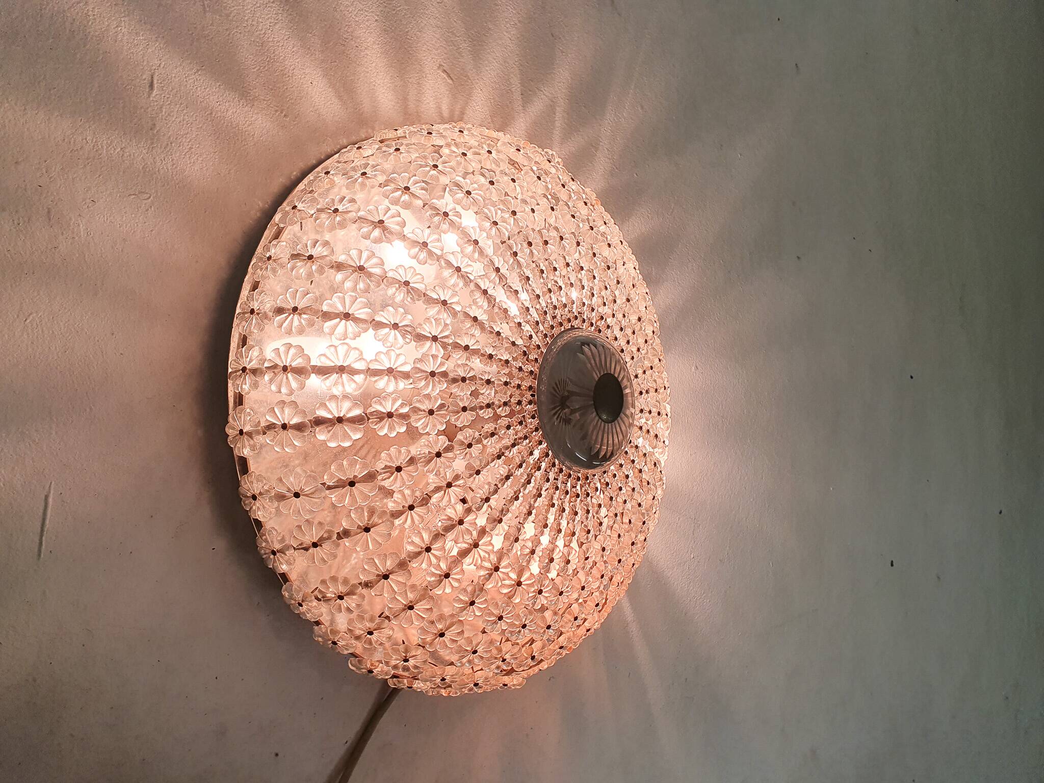 Mid-century ceiling light with glass flowers, France, 1960's