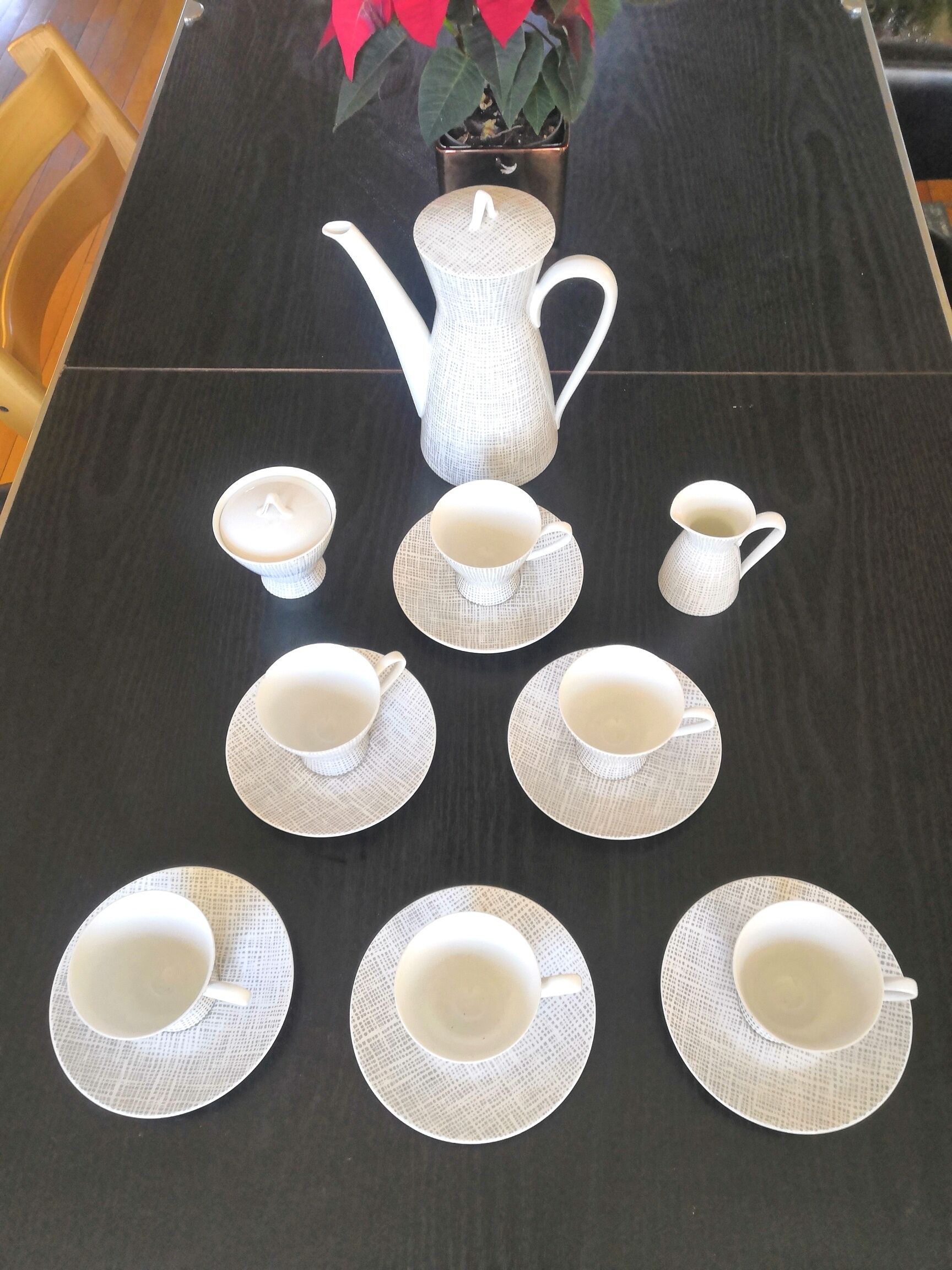Rosenthal coffee set 2000, silk décor by Raymond Loewy and Latham design 50s