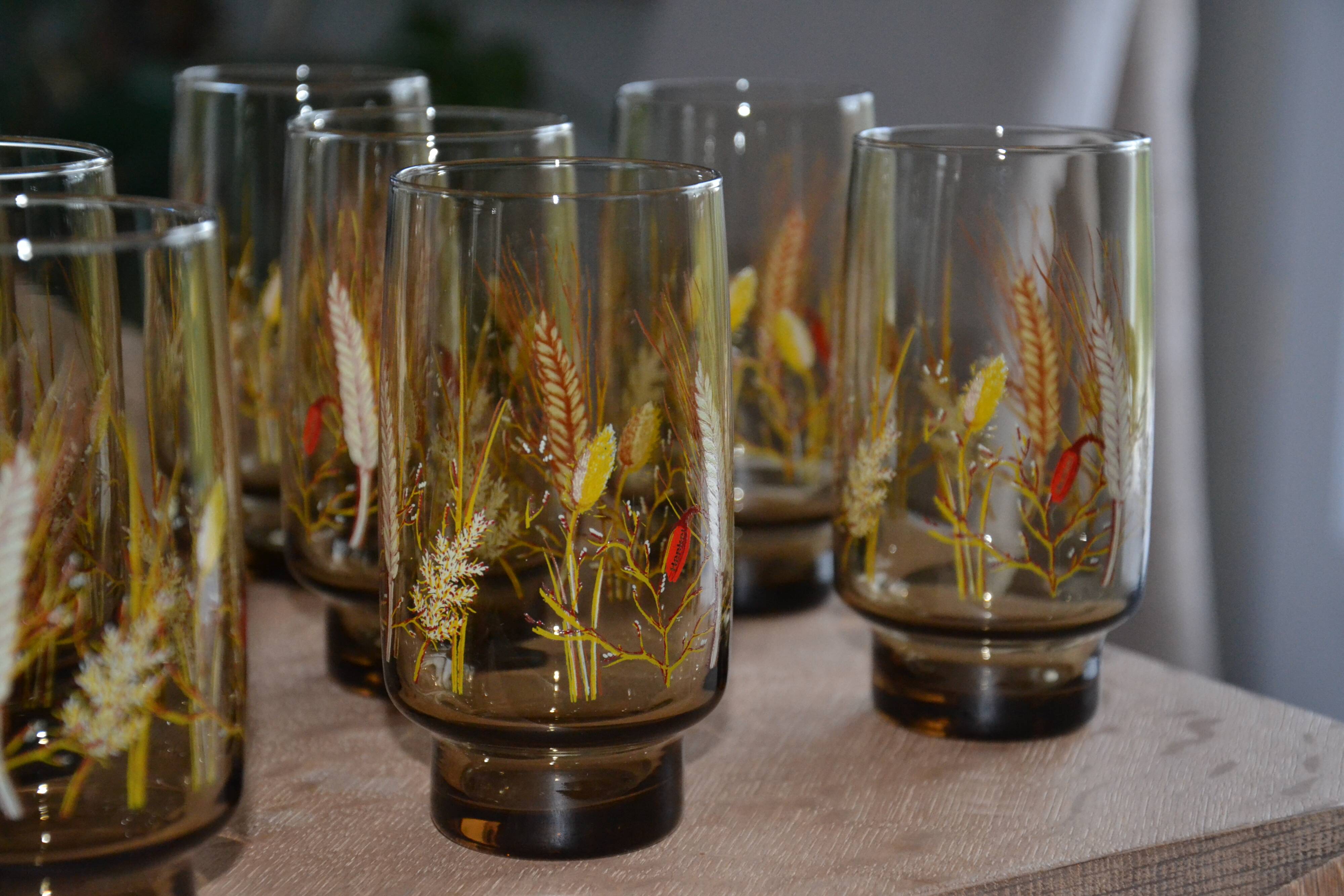 8 amber glasses from the 70s-80s.