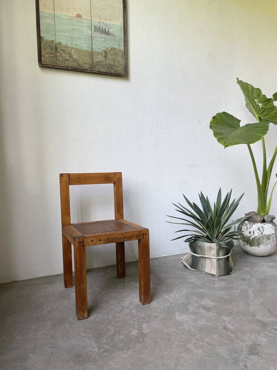 Brutalist pine chair