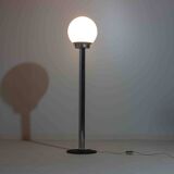 Chrome floor lamp with large opaline globe, Italy 1970s