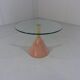 Pink natural stone & glass side table 1980’s Italy