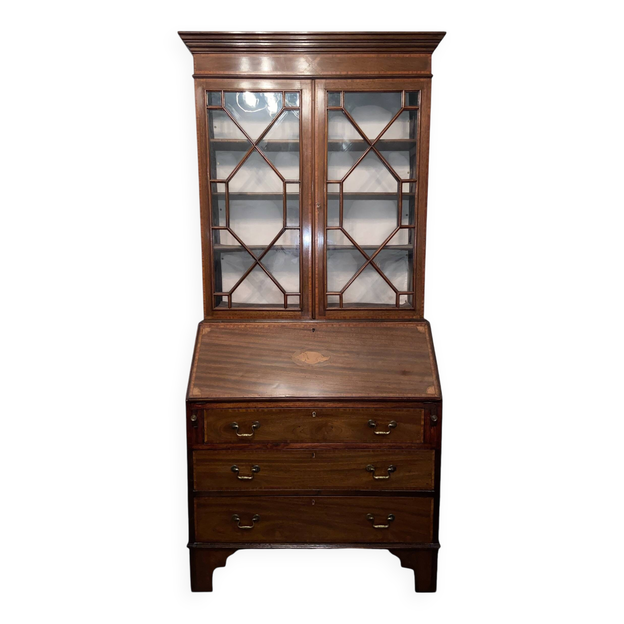 Library with integrated secretary English solid wood