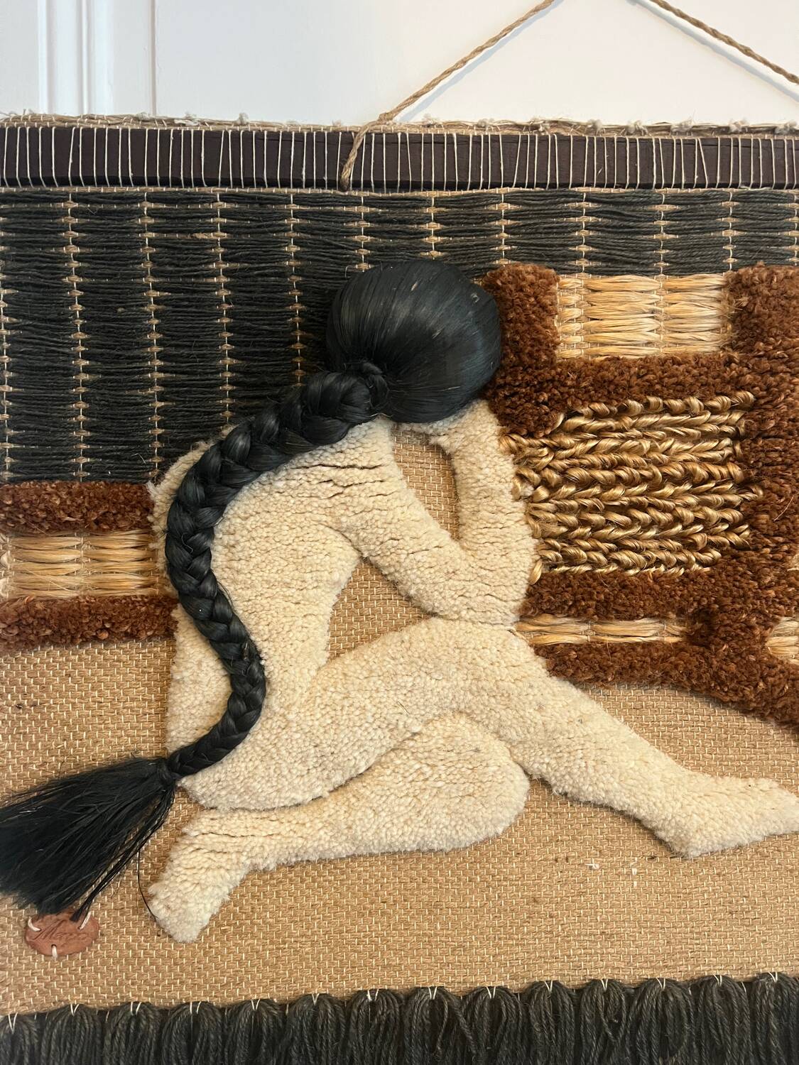 Vintage straw wool wall hanging tapestry