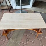 Marble and wood coffee table