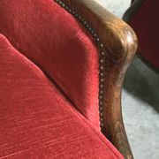 Pair of Louis XV style bergère armchairs in red velvet