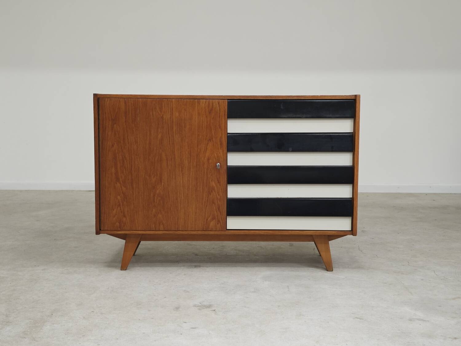 U-458 Sideboard Cabinet by Jiri Jiroutek for Interier Praha black and white 1960