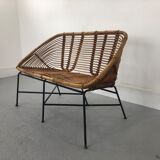 Mid-Century Rattan Bench, 1960s Product Overview
