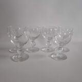 6 verres à pied vintage en verre bullé