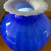 Grand vase boule Murano en pâte de verre bicolore
