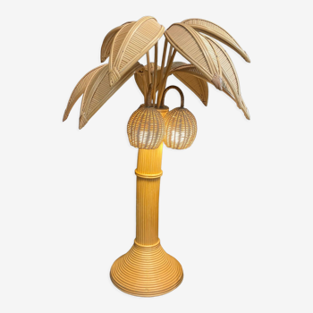 Bamboo Palm Parquet Lamp - 80s